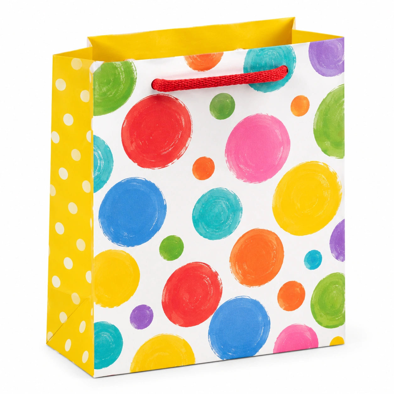 Sacchetto regalo 26 x 12 x 32 cm in carta multicolore con manici in corda