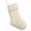 Calza decorativa 45 cm in filato color crema a maglia intrecciata con passante