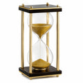 Clessidra decorativa 20 x 20 x 40 cm in vetro legno e metallo nero oro per tavolo stile classico