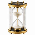 Clessidra decorativa 30 cm in vetro trasparente e metallo dorato con sabbia bianca
