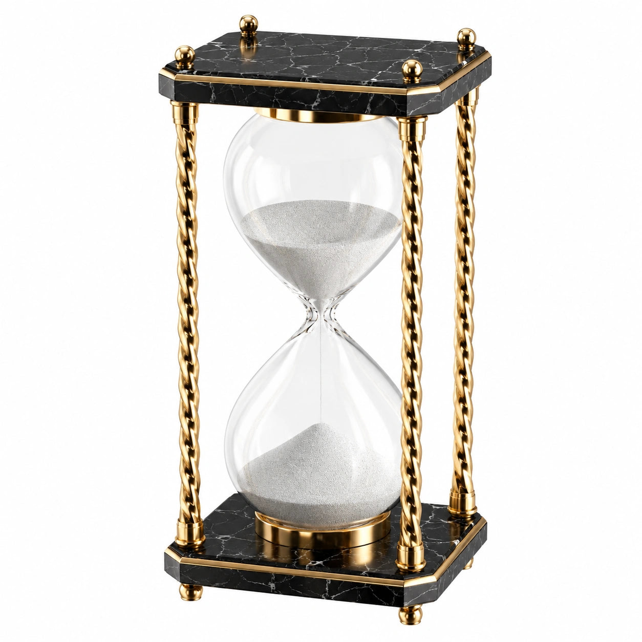 Clessidra decorativa 25 x 20 x 45 cm in vetro trasparente nero e oro - struttura con effetto marmo
