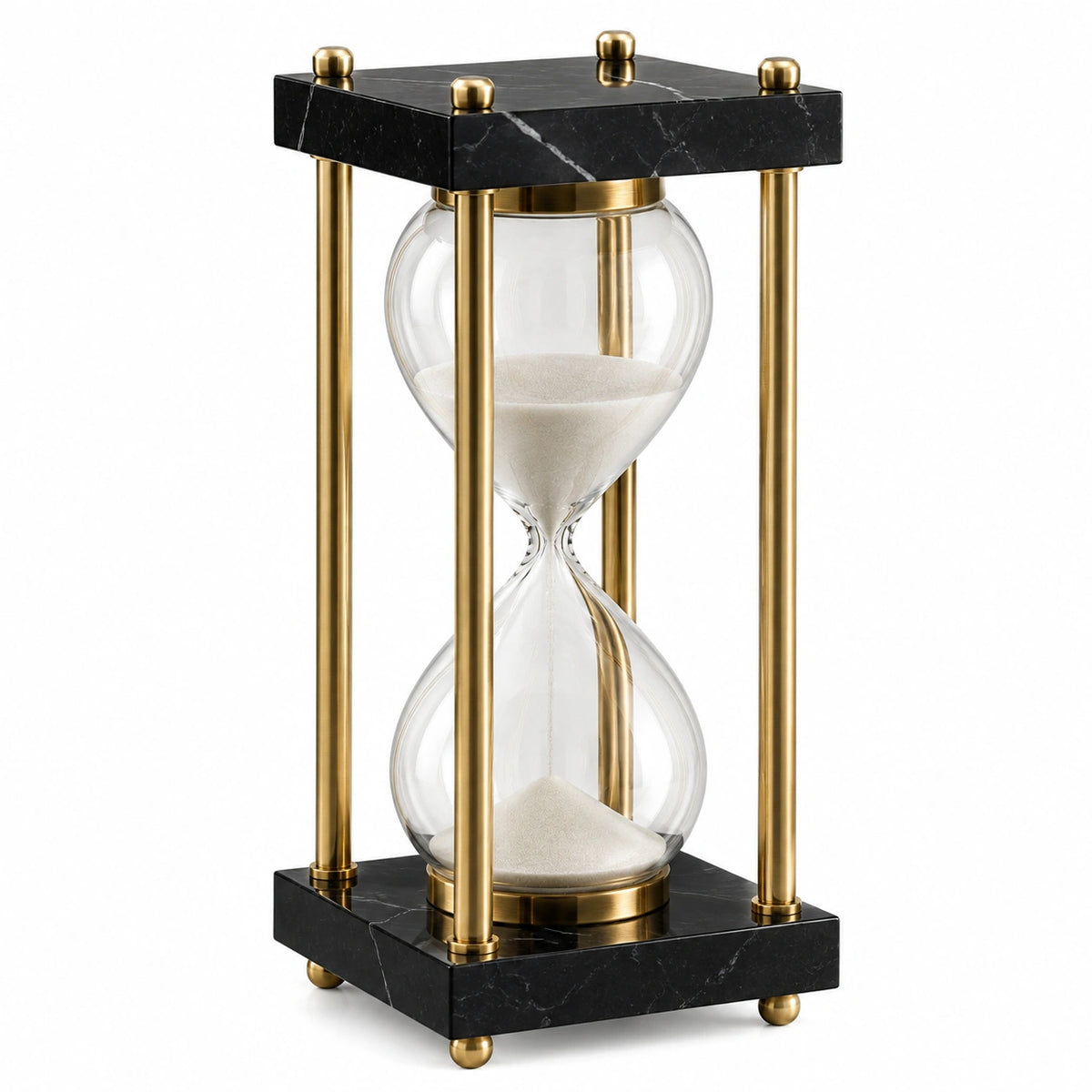 Clessidra decorativa 25 x 25 x 55 cm vetro trasparente nero oro stile moderno