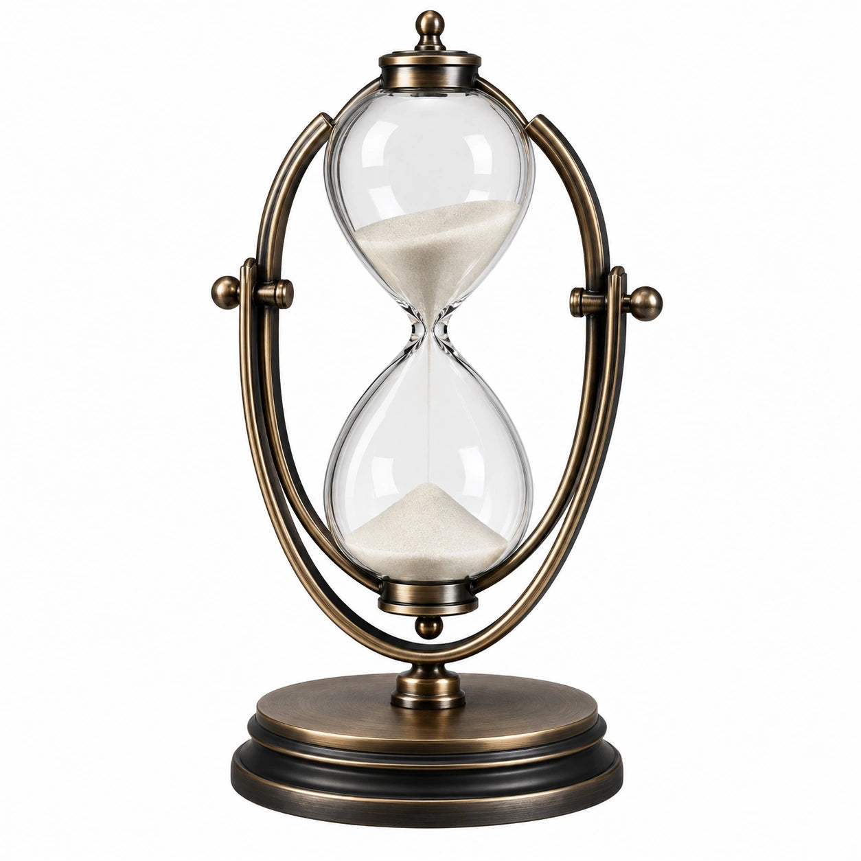 Clessidra decorativa 40 cm in vetro e metallo bronzo stile classico