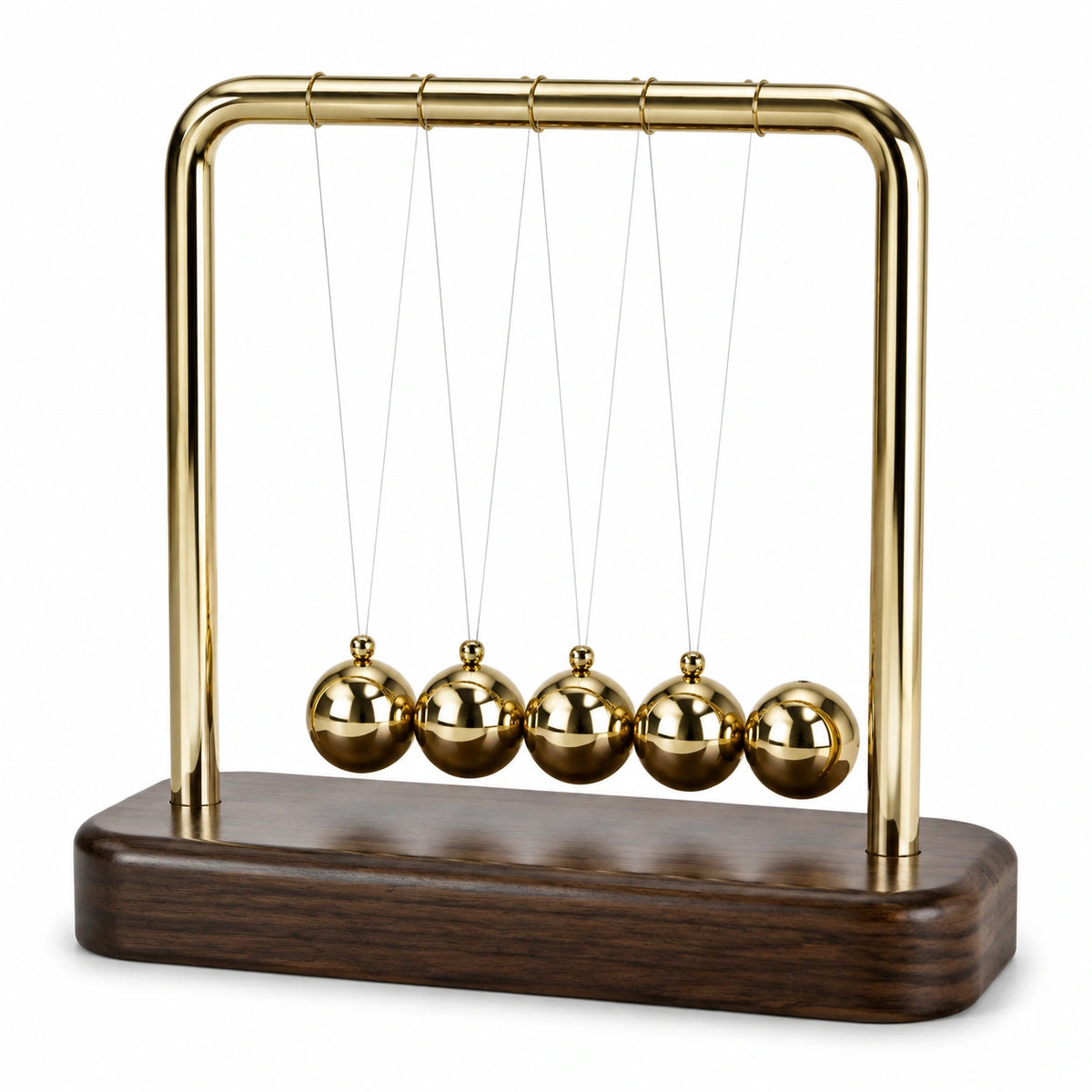 Bilanciere di Newton 25 cm in metallo dorato e legno - Decorazione da scrivania oscillante