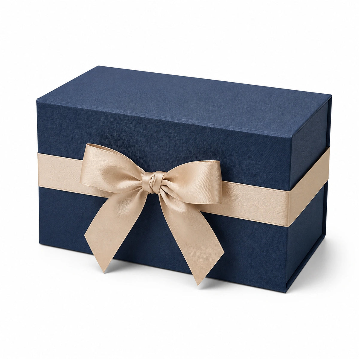 Scatola regalo 30 x 20 x 15 cm in cartone blu con nastro beige - contenitore decorativo