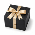 Scatola regalo 25 x 25 x 25 cm in cartone nero con nastro dorato - coperchio rigido
