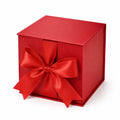 Scatola regalo 20 x 20 x 20 cm in cartone rosso con nastro in raso - chiusura con coperchio