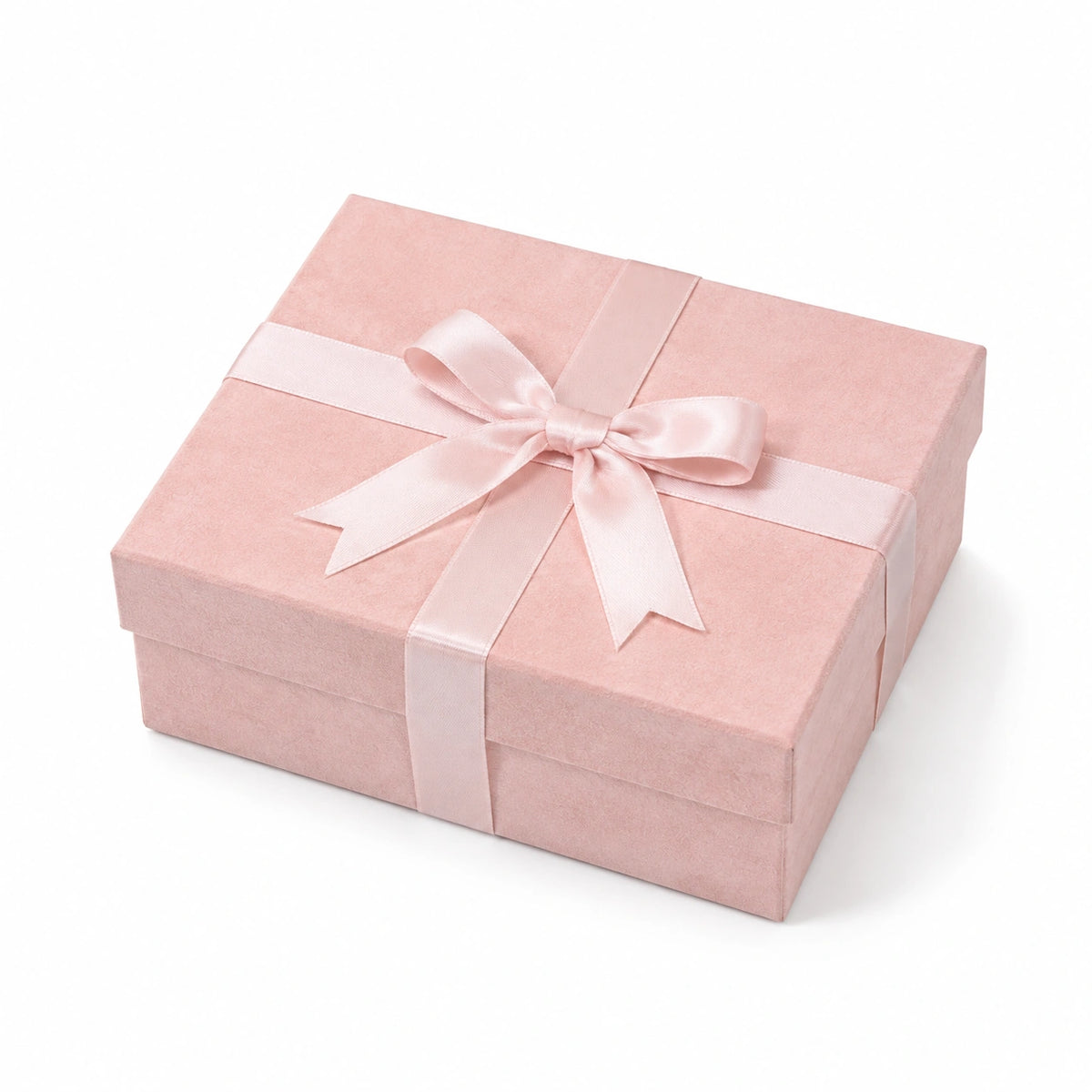 Scatola regalo 20 x 15 x 7 cm in cartone rosa cipria con nastro in raso - confezione decorativa