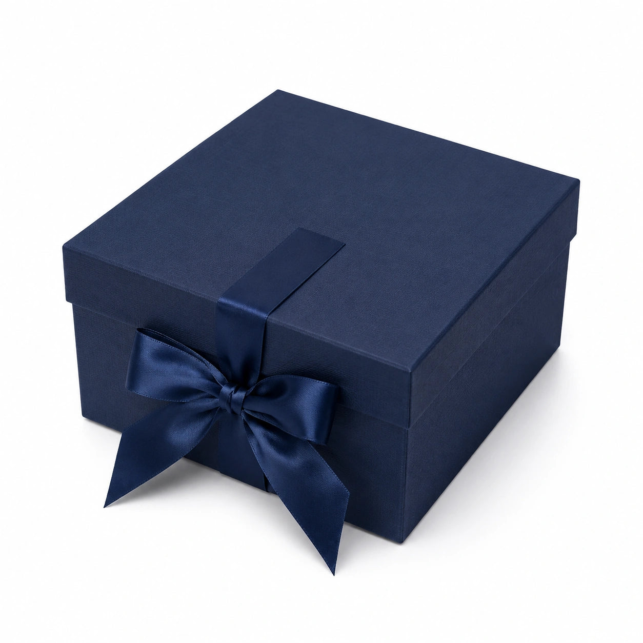 Scatola regalo 30 x 30 x 15 cm in cartoncino blu navy con nastro decorativo