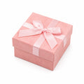 Scatola regalo 15 x 15 x 7 cm in cartoncino rosa con nastro in raso stile romantico