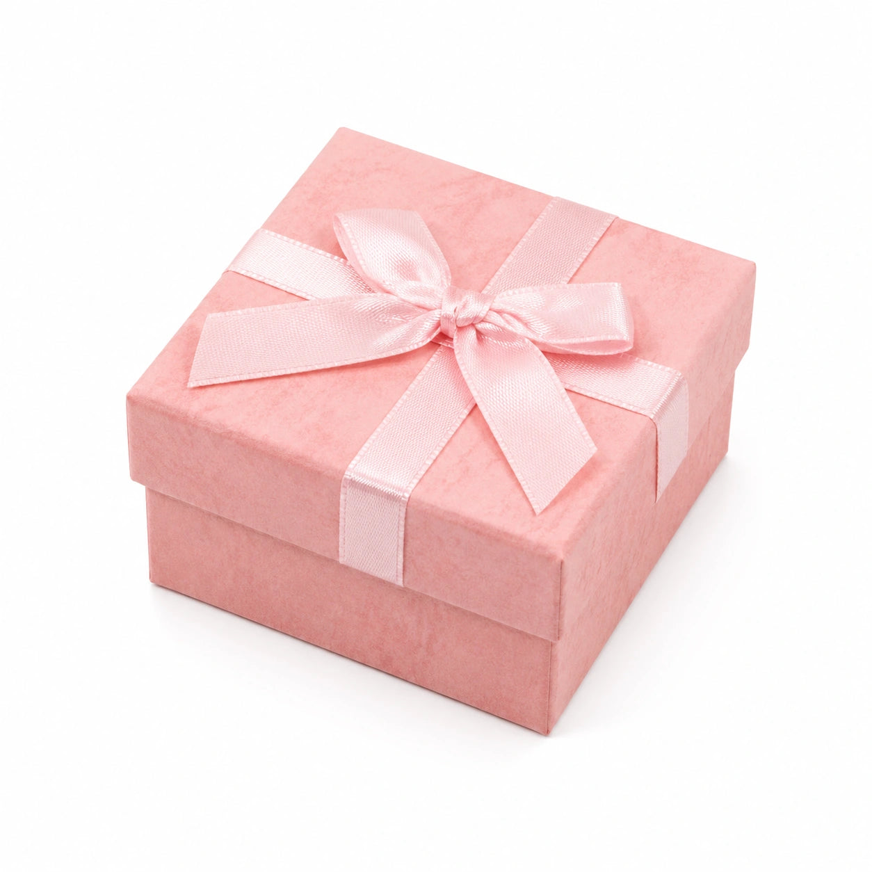 Scatola regalo 15 x 15 x 7 cm in cartoncino rosa con nastro in raso stile romantico
