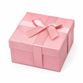Scatola regalo 15 x 15 x 8 cm in cartone rosa con nastro in raso stile elegante