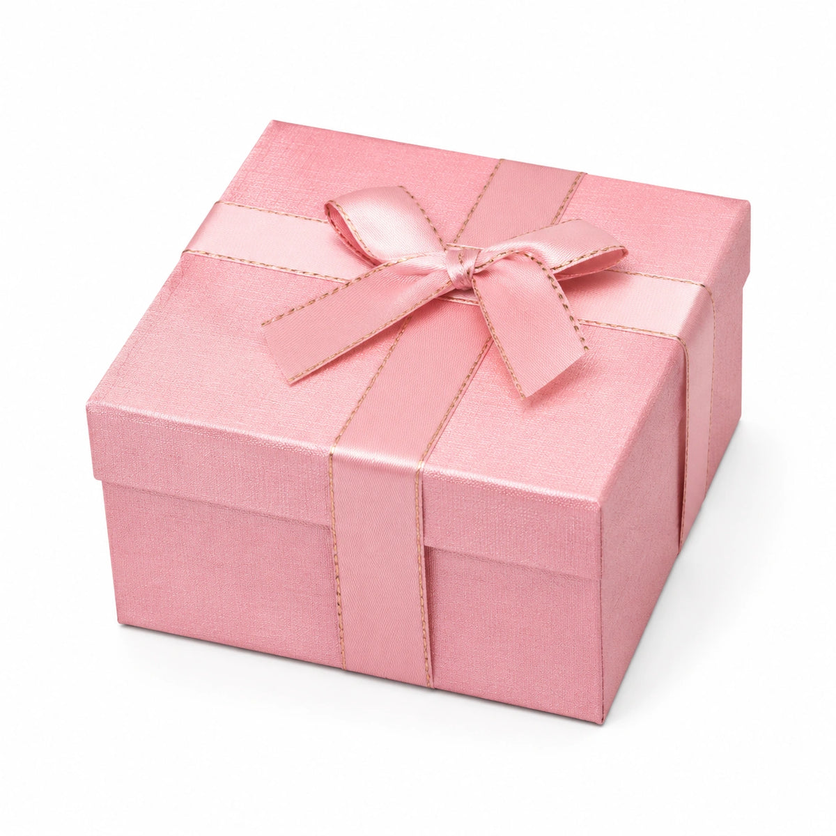 Scatola regalo 15 x 15 x 8 cm in cartone rosa con nastro in raso stile elegante